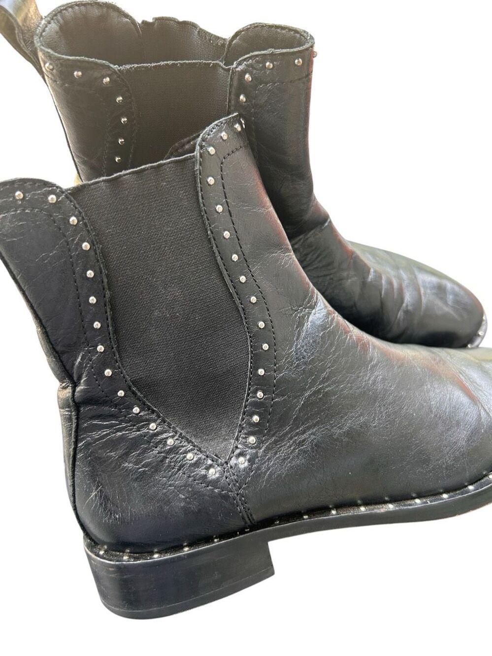 Rebecca Minkoff Sabeen Chelsea Black Studded Ankle Leather Boots 8M